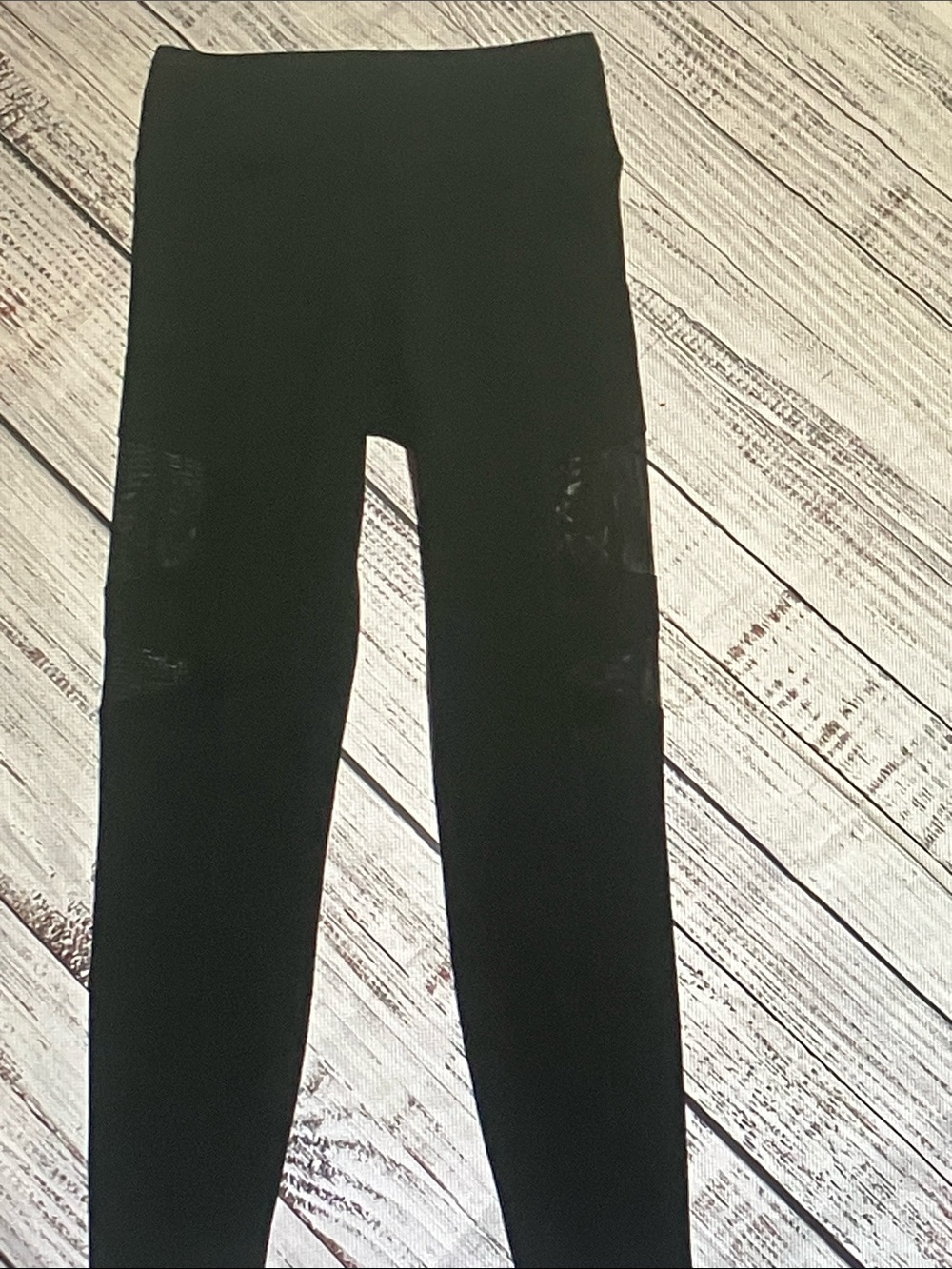 Express Black High-Rise Leggings with Knee Slit Detail